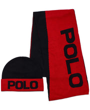 Load image into Gallery viewer, Polo Ralph Lauren Men's Iconic Scarf &amp; Hat Gift Set, Black/Red
