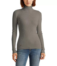 Load image into Gallery viewer, RALPH LAUREN Women Cotton Blend Ribbed Turtleneck Sweater, Grey, M
