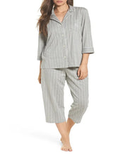 Load image into Gallery viewer, Lauren Ralph Lauren Womens Knit Crop Cotton Pajamas, Top only, Gray, S
