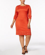 Load image into Gallery viewer, Ny Collection Women&#39;s Plus Size Grommet-Trim Sweater Dress, Dina, 2X
