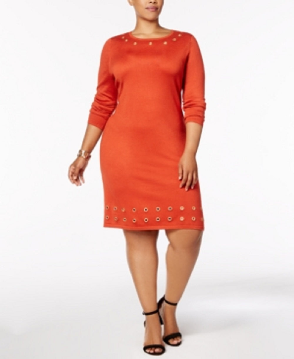 Ny Collection Women's Plus Size Grommet-Trim Sweater Dress, Dina, 2X