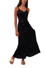 Load image into Gallery viewer, Vince Camuto Women&#39;s Tie Front Challis Sleeveless Maxi Dress, Black, M
