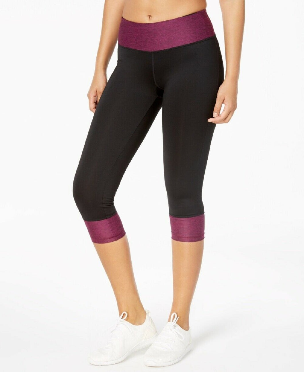 Ideology Women's Colorblocked Capri Athletic Leggings, Pretty Plum, S