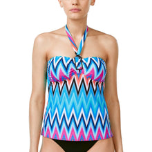 Load image into Gallery viewer, Island Escape Women's Chevron Crush Printed Halter Tankini Top, 8
