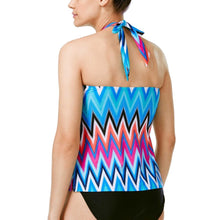 Load image into Gallery viewer, Island Escape Women's Chevron Crush Printed Halter Tankini Top, 8
