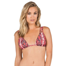 Load image into Gallery viewer, Volcom Junior Tribe Reversible Triangle Bikini Top, Electric Cora, S

