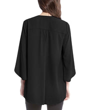 Load image into Gallery viewer, Karen Kane Women&#39;s V-Neck Hi-Low Kimono Sleeves Tunic Top, Black, XS
