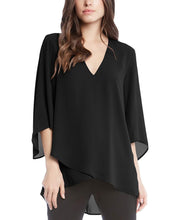 Load image into Gallery viewer, Karen Kane Women&#39;s V-Neck Hi-Low Kimono Sleeves Tunic Top, Black, XS
