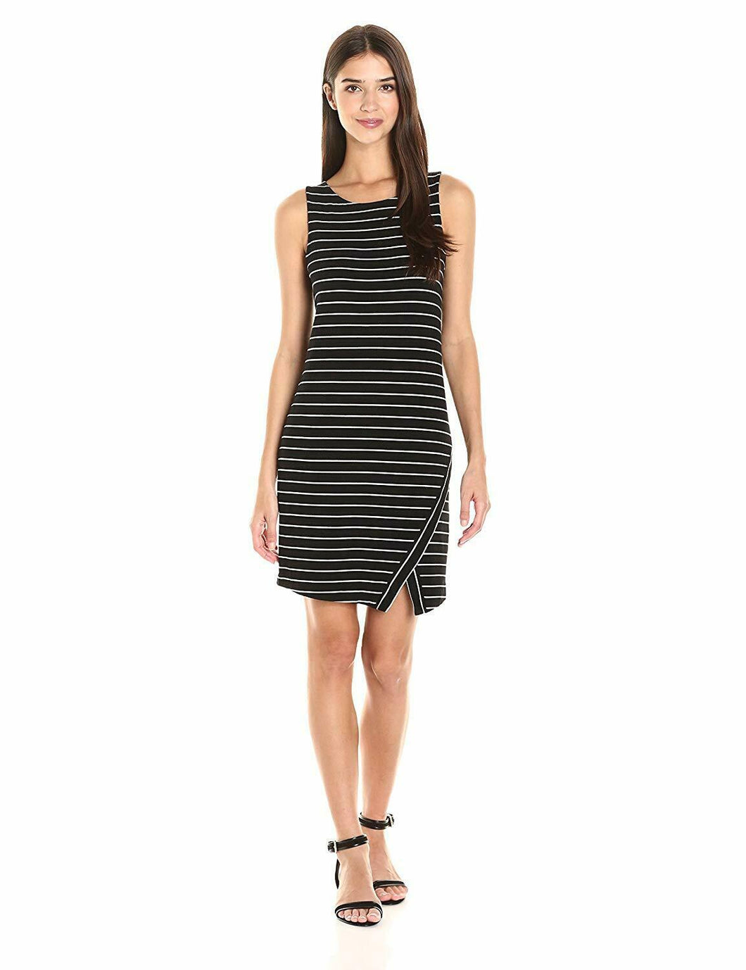 Kensie Junior's Striped Envelope-Hem Tank Dress, Black, XL