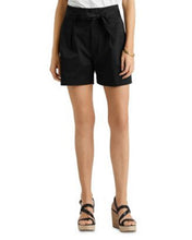 Load image into Gallery viewer, Ralph Lauren Women's Cotton High-Rise Pleated Tie Shorts, Black, 0
