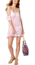 Load image into Gallery viewer, Miken Women&#39;s Tie-Dyed Cross-Back Cold-Shoulder Cover-Up, Pink, M
