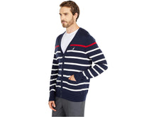 Load image into Gallery viewer, Nautica Men's Striped V-Neck Button Cotton Classic fit Cardigan, Blue, Small
