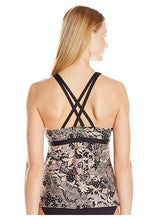 Load image into Gallery viewer, Carmen Marc Valvo Women's V-Neck Floral Strappy Tankini Top, Black, XS
