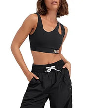 Load image into Gallery viewer, P.E NATION Women&#39;s Basket Cut Sports Bra, Black, XS
