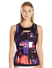 Load image into Gallery viewer, Calvin Klein Women's Printed Sporty Overlay Tankini Top, Purple, M
