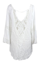 Load image into Gallery viewer, Raviya Women&#39;s Swimsuit Lace-Trim Peasant Dress Cover-Up, White, S
