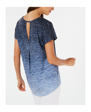 Load image into Gallery viewer, Ideology Women&#39;s Ombré Keyhole-Back Soft Athletic Shirt, Koi Blue, XS
