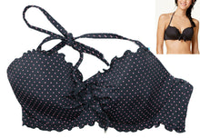 Load image into Gallery viewer, Sundazed Women&#39;s Flutter-Sleeve Dot Print Bikini Top, Black, 34 B, B/C
