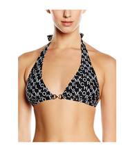 Load image into Gallery viewer, Michael Kors Women&#39;s Hardware Logo Halter Bikini Swim Top, Black, XS
