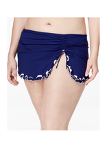 Load image into Gallery viewer, Profile by Gottex Plus Size Women&#39;s Ruffled Side-Slit Swim Skirt, Blue, 18W
