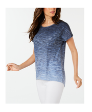 Load image into Gallery viewer, Ideology Women&#39;s Ombré Keyhole-Back Soft Athletic Shirt, Koi Blue, XS
