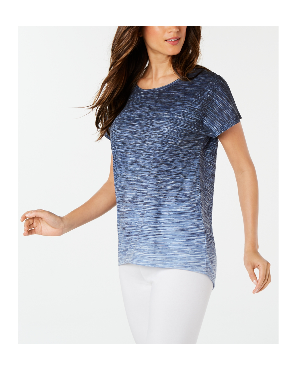 Ideology Women's Ombré Keyhole-Back Soft Athletic Shirt, Koi Blue, XS