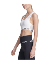 Load image into Gallery viewer, DKNY Women&#39;s Sport Mesh-Back Medium-Impact Sports Bra, White, S

