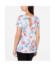 Load image into Gallery viewer, Ideology Women&#39;s Printed Keyhole-Back Soft Athletic Shirt, White, XL
