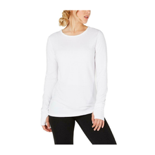 Load image into Gallery viewer, Ideology Women&#39;s Crochet-Back Thumb Hole Sweatshirt, Bright White, XS
