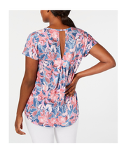 Load image into Gallery viewer, Ideology Women&#39;s Wall Flower Printed Keyhole-Back Athletic Top, S
