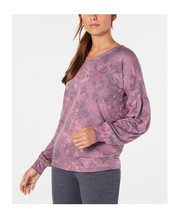 Load image into Gallery viewer, Ideology Women&#39;s Floral-Print Balloon-Sleeve Sweatshirt, Red Passion,L
