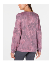 Load image into Gallery viewer, Ideology Women&#39;s Floral-Print Balloon-Sleeve Sweatshirt, Red Passion,L
