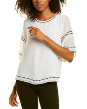 Load image into Gallery viewer, Vince Camuto Women's Embroidered Bell Sleeve Top, Pearl Ivory, XS
