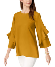 Load image into Gallery viewer, Alfani Women&#39;s Ruffled-Sleeve Zip-Back Top, Yellow (XXL)
