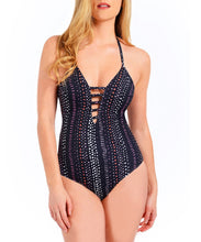 Load image into Gallery viewer, Rachel Roy Women's Dot-Dash Printed Halter One-Piece Swimsuit, XS
